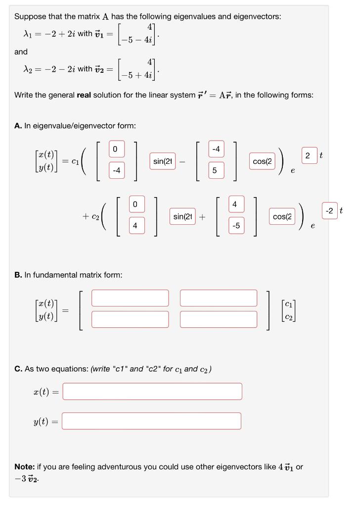 Solved Suppose that the matrix A has the following | Chegg.com