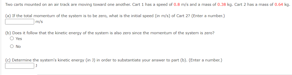 Solved Two Carts Mounted On An Air Track Are Moving Toward 