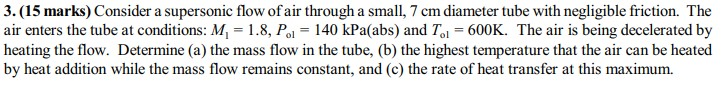 Solved 3. (15 marks) Consider a supersonic flow of air | Chegg.com