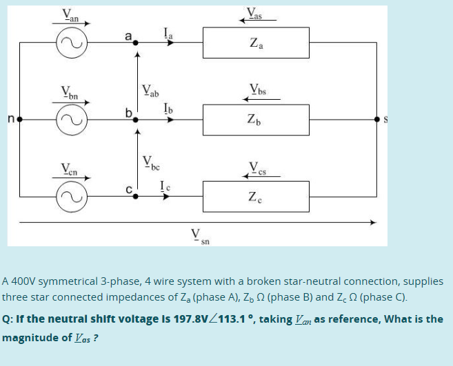 Solved A 400V symmetrical 3phase, 4 wire system with a