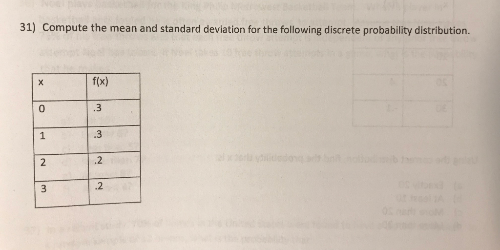 Solved Compute The Mean And Standard Deviation For The | Chegg.com