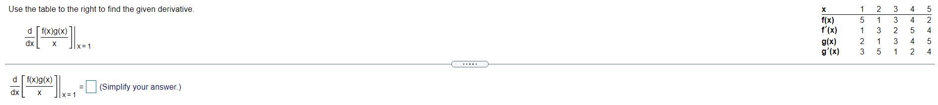 Solved Use The Table To The Right To Find The Given Chegg Com