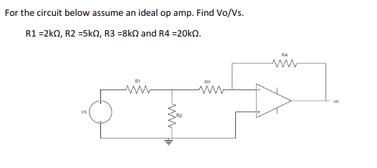 Solved For the circuit below assume an ideal op amp. Find | Chegg.com