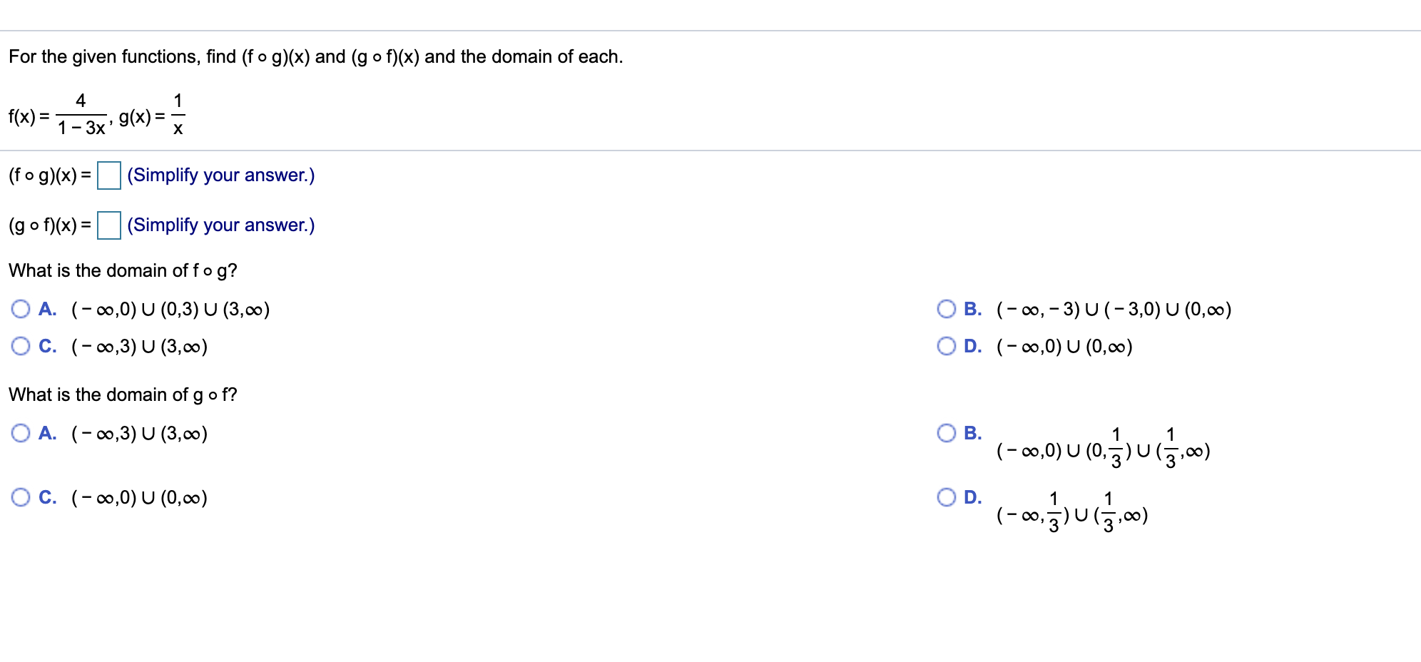 Solved For the given functions, find (fog)(x) and (g of)(x) | Chegg.com