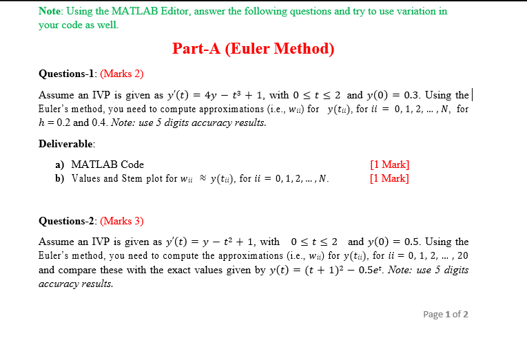 Solved Note: Using the MATLAB Editor, answer the following | Chegg.com