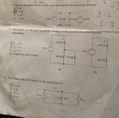 Solved 100 • The power associated with the current source | Chegg.com