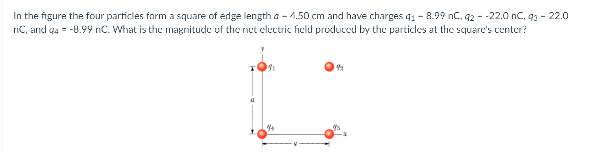 Solved In the figure the four particles form a square of | Chegg.com