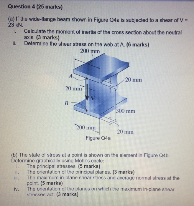 Solved Question 4 (25 marks) (a) If the wide-flange beam | Chegg.com