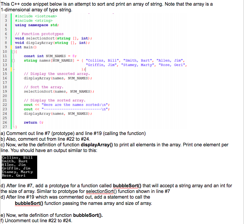 Solved This C++ code snippet below is an attempt to sort and | Chegg.com
