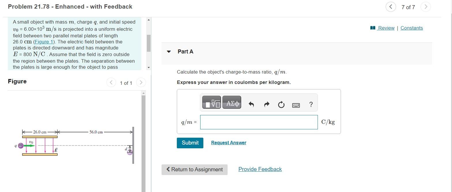 Solved A small object with mass m , charge q , and initial