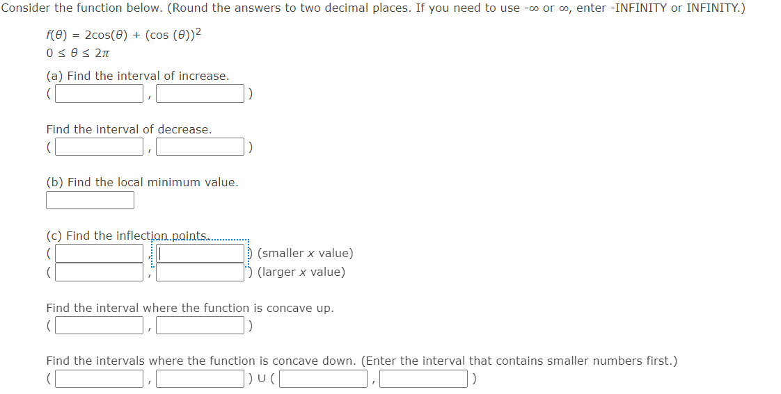 Solved Consider The Function Below. (Round The Answers To | Chegg.com