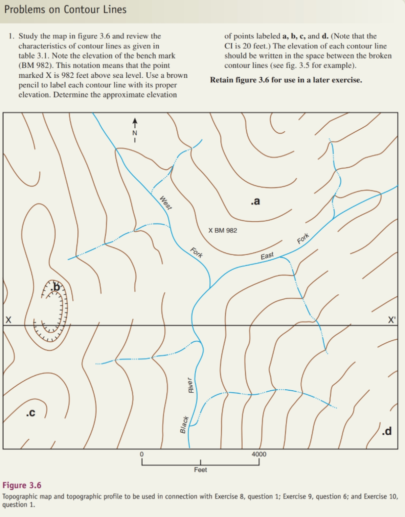 Solved Problems On Contour Lines 1. Study The Map In Figure | Chegg.com