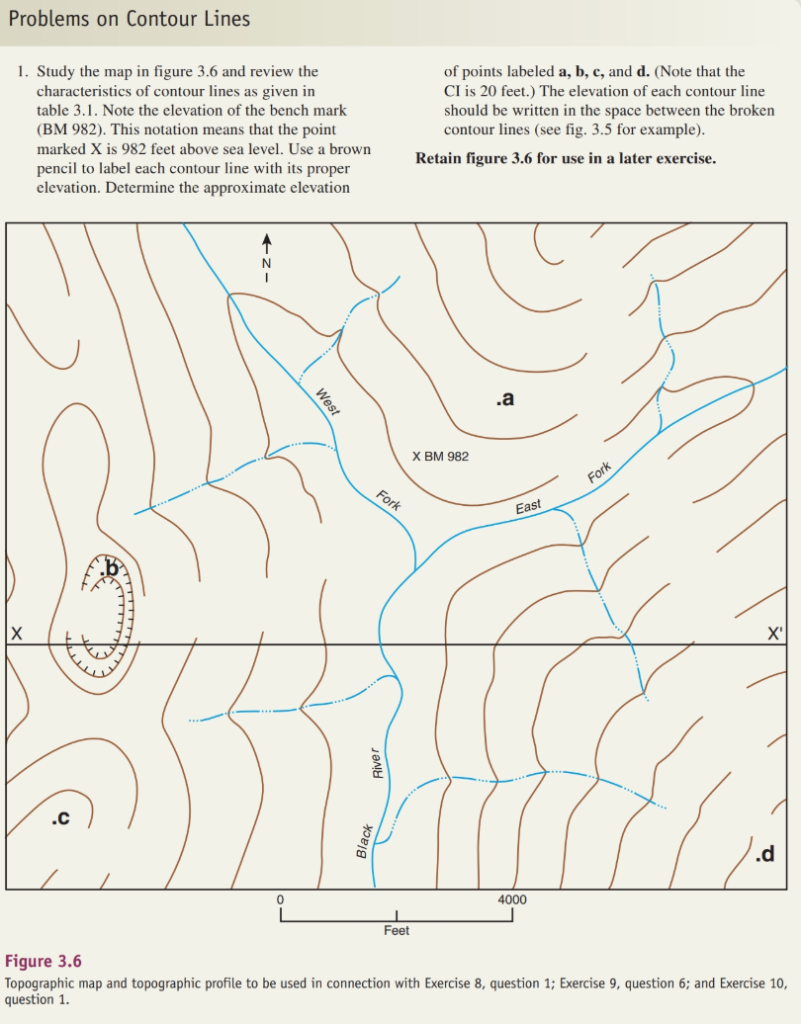 Solved Problems On Contour Lines 1 Study The Map In Figure Chegg