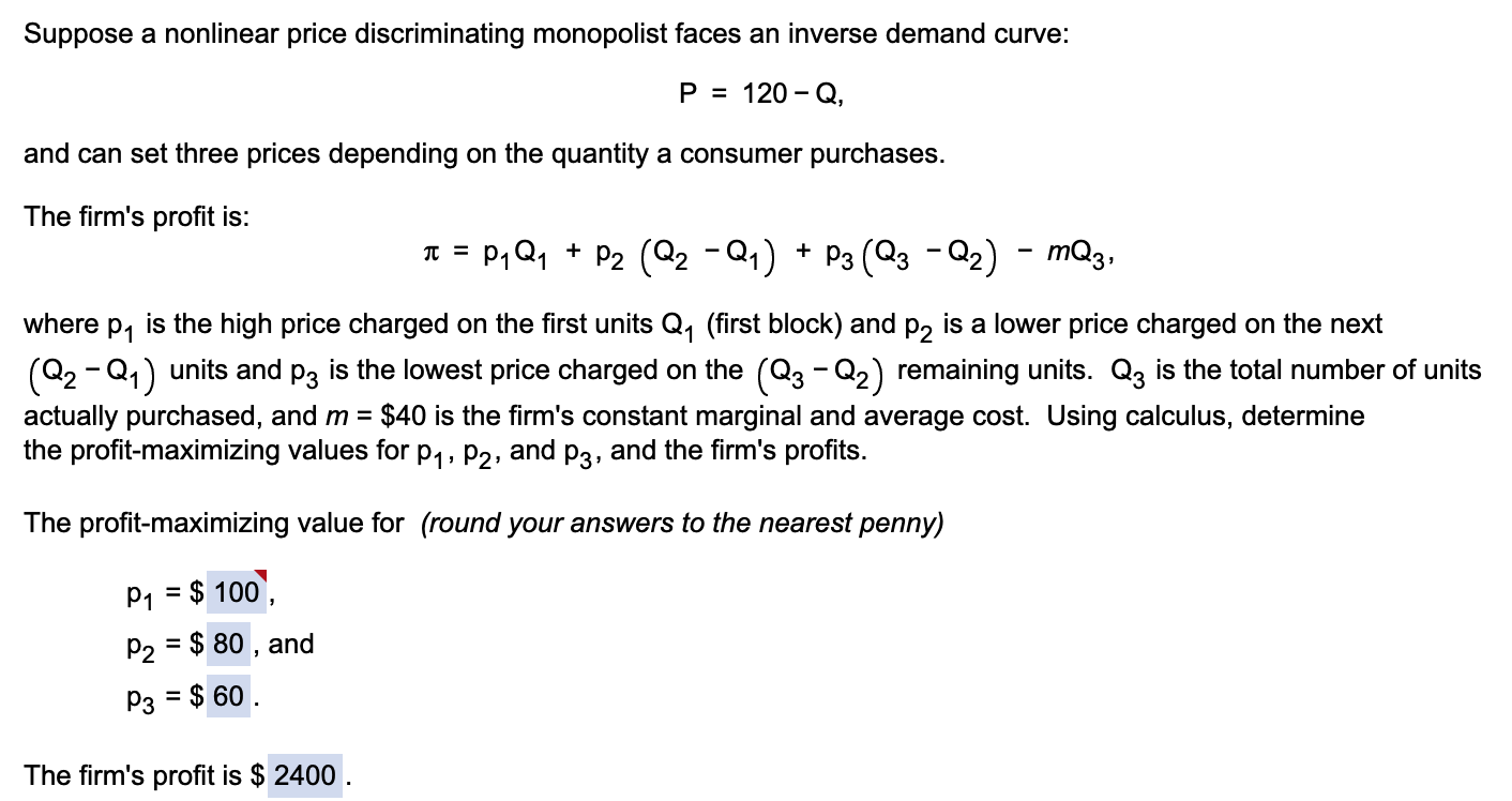 Solved Suppose A Nonlinear Price Discriminating Monopolist | Chegg.com