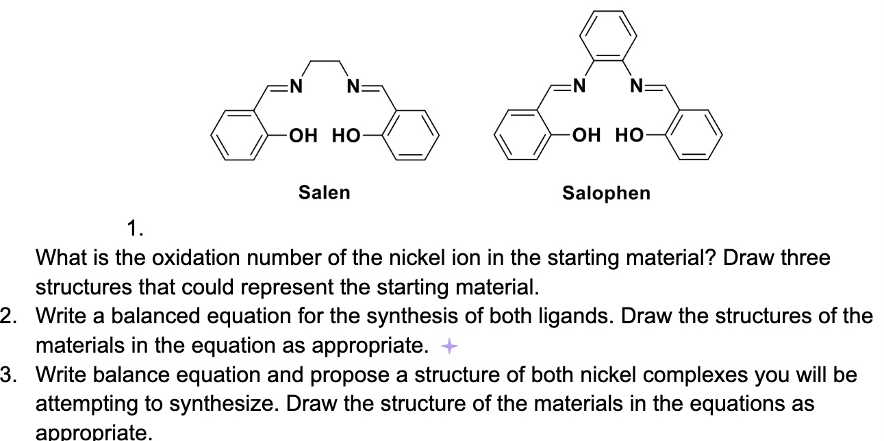 Solved nickel acetate tetrehydrate is the starting material,