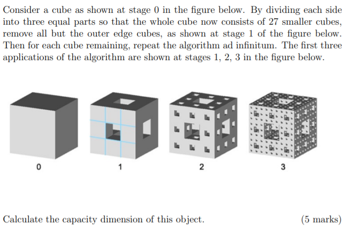 Solved Consider a cube as shown at stage 0 in the figure | Chegg.com