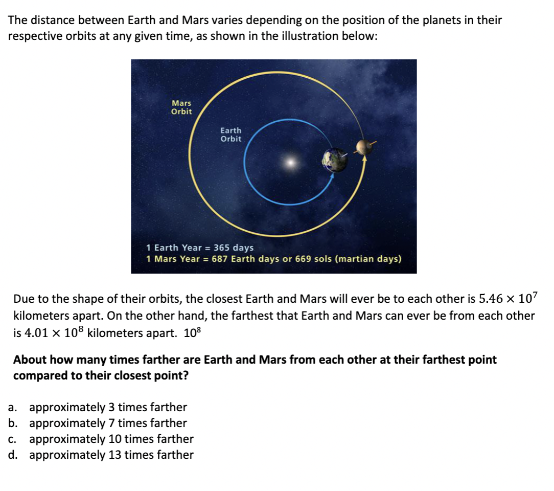 earth and mars distance