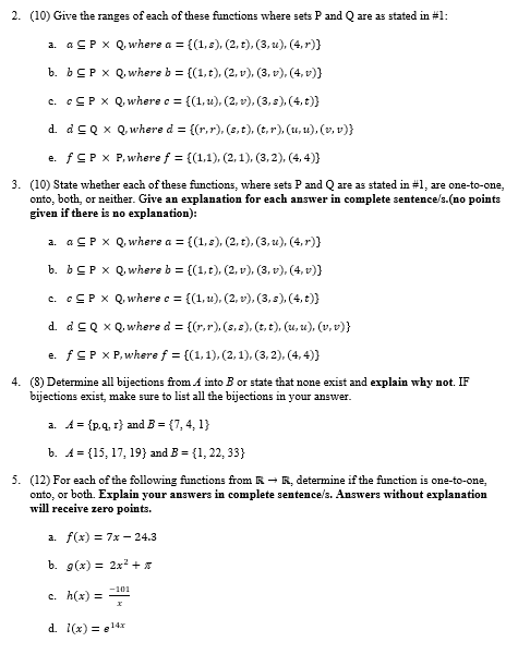 Solved 2 10 Give The Ranges Of Each Of These Functions Chegg Com