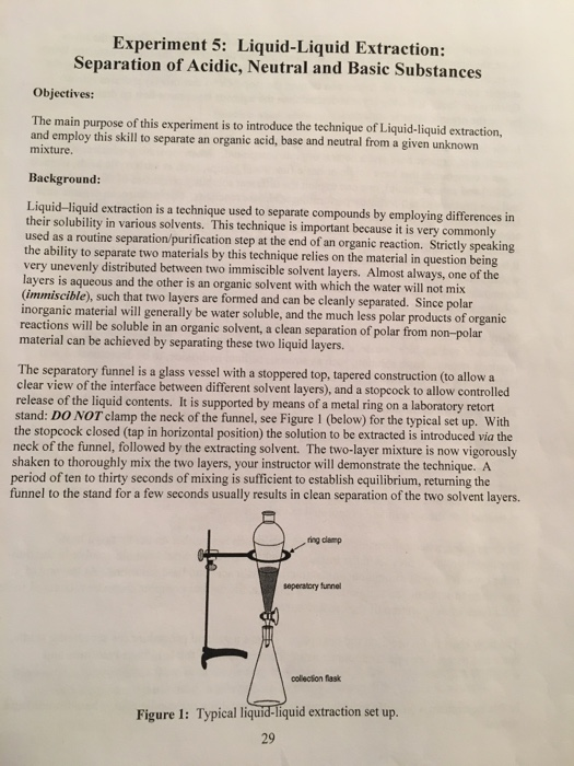 Experiment 5 LiquidLiquid Extraction Separation of
