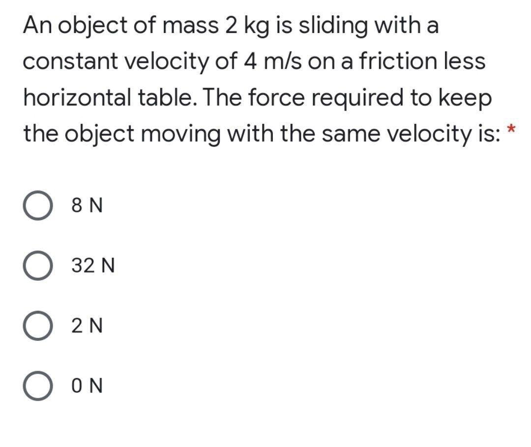 Solved An object of mass 2 kg is sliding with a constant | Chegg.com