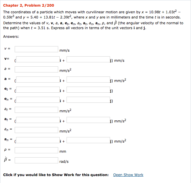 Solved Chapter 2, Problem 2/200 The coordinates of a | Chegg.com