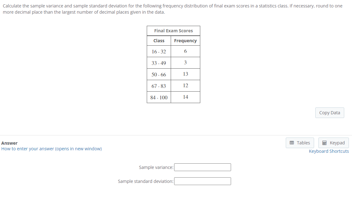 Solved Calculate the sample variance and sample standard | Chegg.com