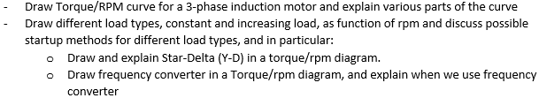 Solved Draw Torque/RPM curve for a 3-phase induction motor | Chegg.com