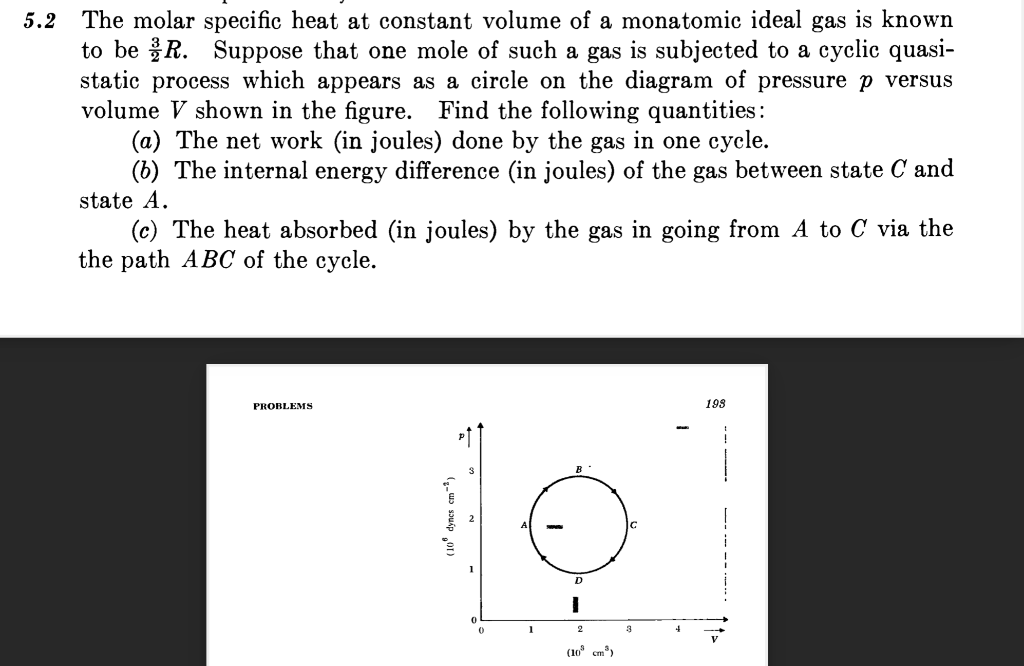 Solved 5.2 The molar specific heat at constant volume of a | Chegg.com