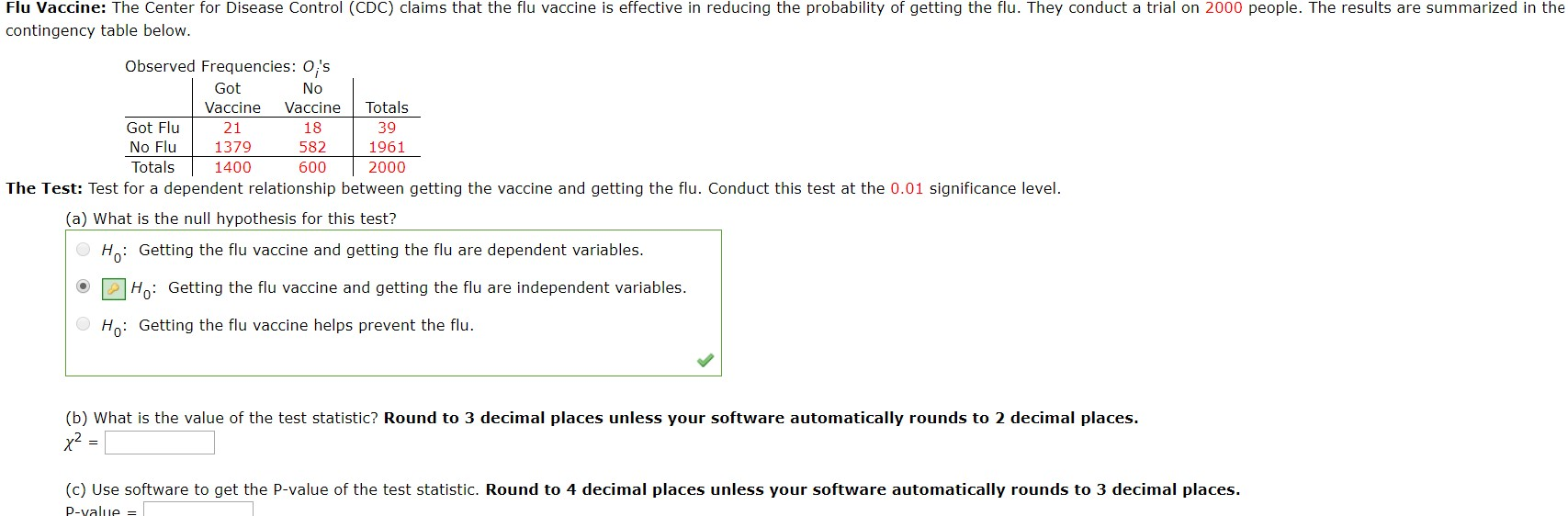 Solved Flu Vaccine: The Center For Disease Control (CDC) | Chegg.com