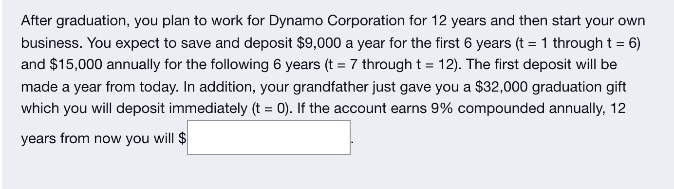 Solved After Graduation You Plan To Work For Dynamo Chegg