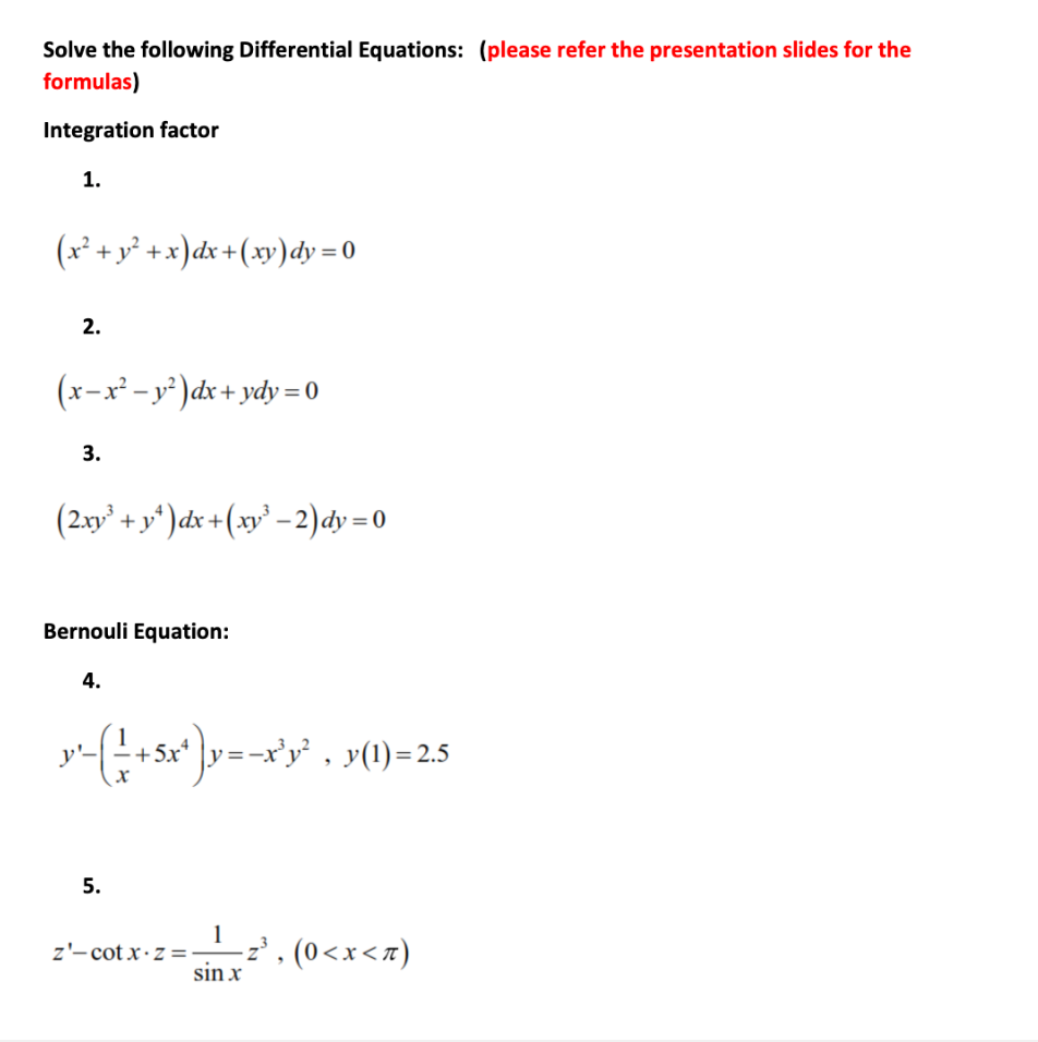 Solved Solve The Following Differential Equations Please Chegg Com