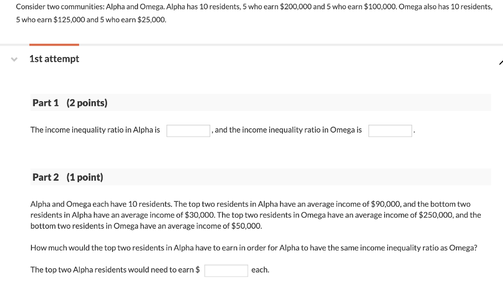 Solved Consider two communities Alpha and Omega. Alpha has