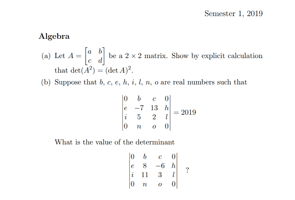 Solved (a) Let A = A B C D Be A 2 × 2 Matrix. Show By | Chegg.com