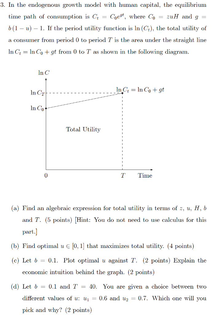 Solved 3. In the endogenous growth model with human capital, | Chegg.com