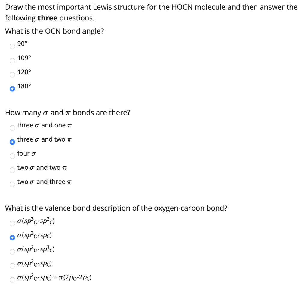 Solved Draw The Most Important Lewis Structure For The Hocn Chegg Com