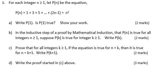 Solved 3. 3 For each integer n 2 1, let P(n) be the | Chegg.com