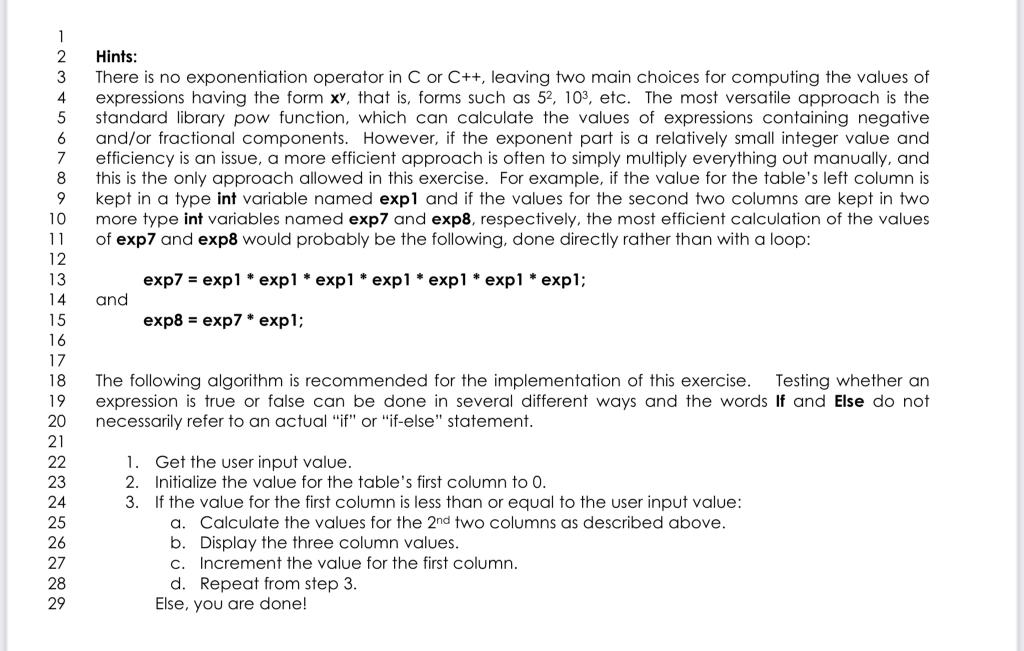 Solved 1 2 Hints: 3 There is no exponentiation operator in C | Chegg.com
