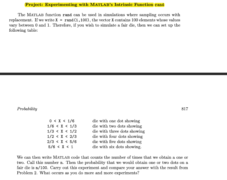 The MATLAB function rand can be used in simulations | Chegg.com