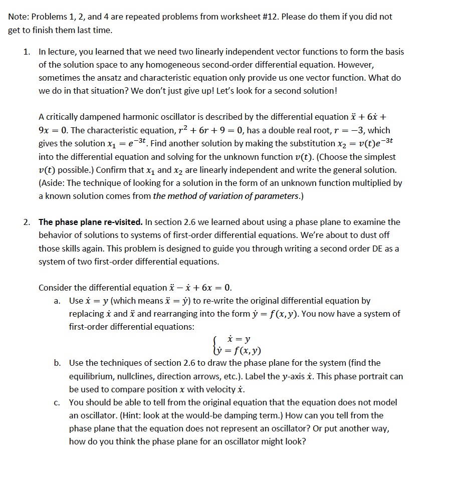 Solved Note: Problems 1, 2, and 4 are repeated problems from | Chegg.com