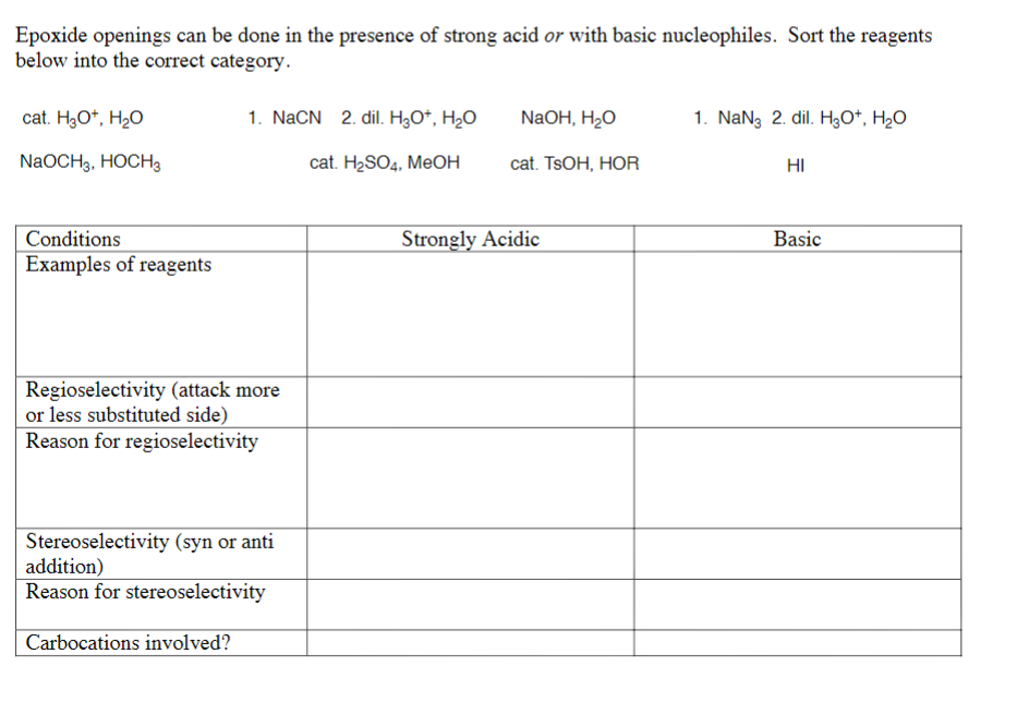 Solved Epoxide openings can be done in the presence of | Chegg.com