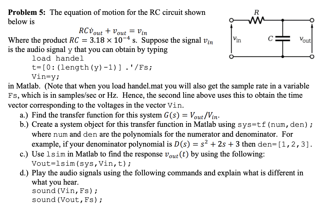 Solved Problem 5: The equation of ﻿motion for the RC | Chegg.com