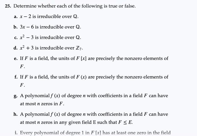 Solved 5. Determine whether each of the following is true or | Chegg.com