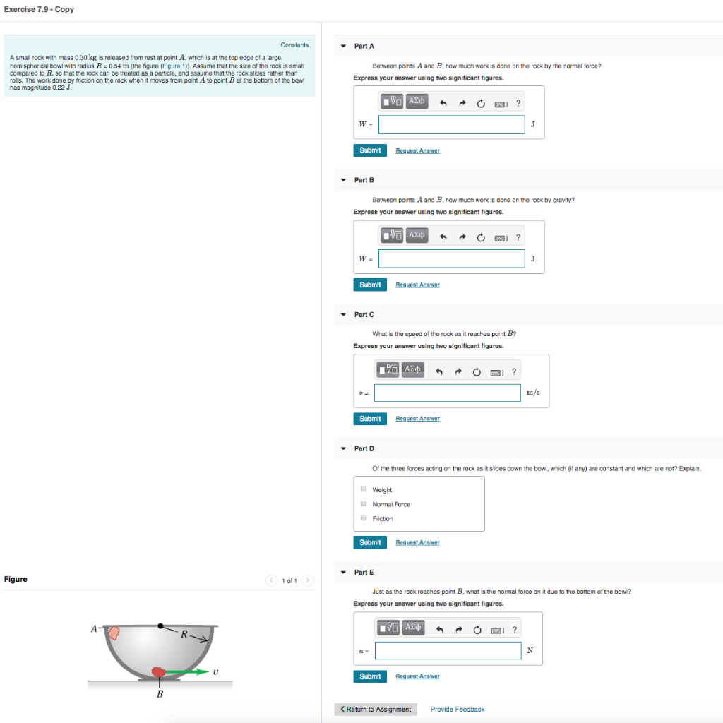 Solved Exercise 7.9-Copy Part A A Small Rock With Mass | Chegg.com