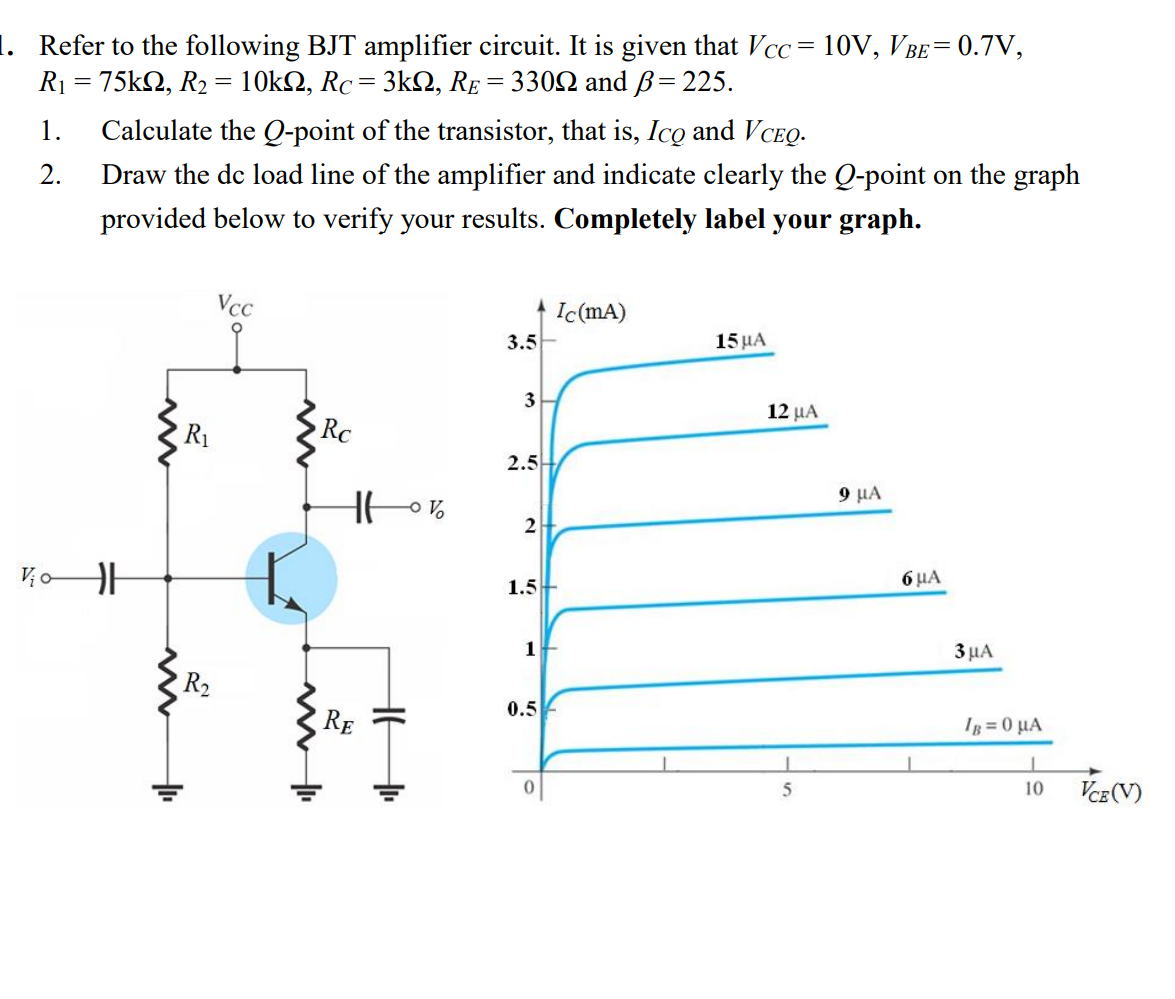 Solved == 1. Refer To The Following BJT Amplifier Circuit. | Chegg.com