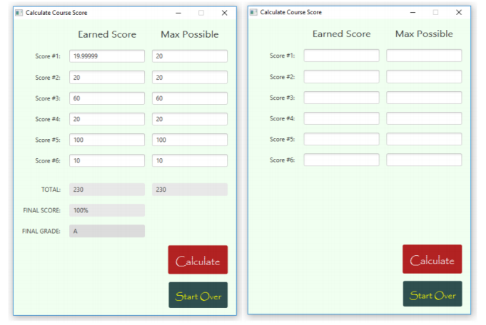 Solved Create a GUI program to calculate the average score | Chegg.com