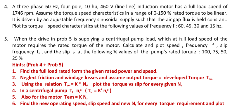 Solved A three phase 60 ﻿Hz , ﻿four pole, | Chegg.com