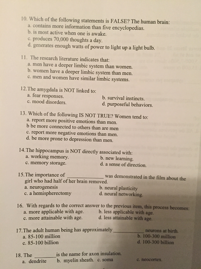 Solved 10. Which of the following statements is FALSE? The | Chegg.com