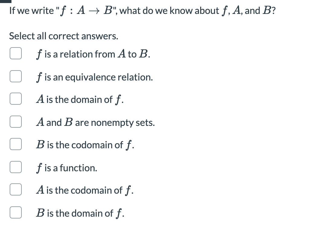 Solved If We Write "f: A + B", What Do We Know About F, A, | Chegg.com