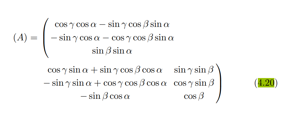 (A) cos y cos asin y cos 3 sin a cos y cos sin a sin y cos a sin sin a cos y sin a + sin cos cos a - sin y sin a + cos y cos