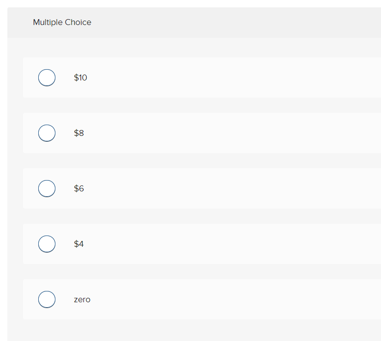 Solved Multiple Choice $10 $8 $6 $4 zero | Chegg.com